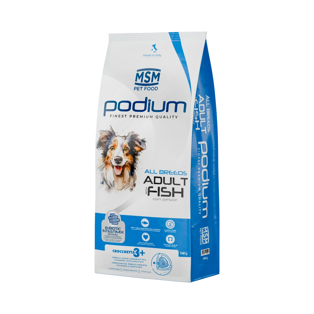 MSM PODIUM ADULT 14 KG FISH CON B BIOTIC INTESTIMIX