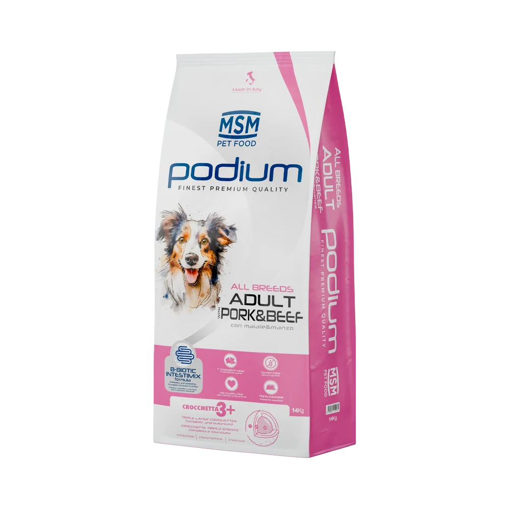 MSM PODIUM 14 KG ADULT MAIALE E MANZO CON B BIOTIC INTESTIMIX