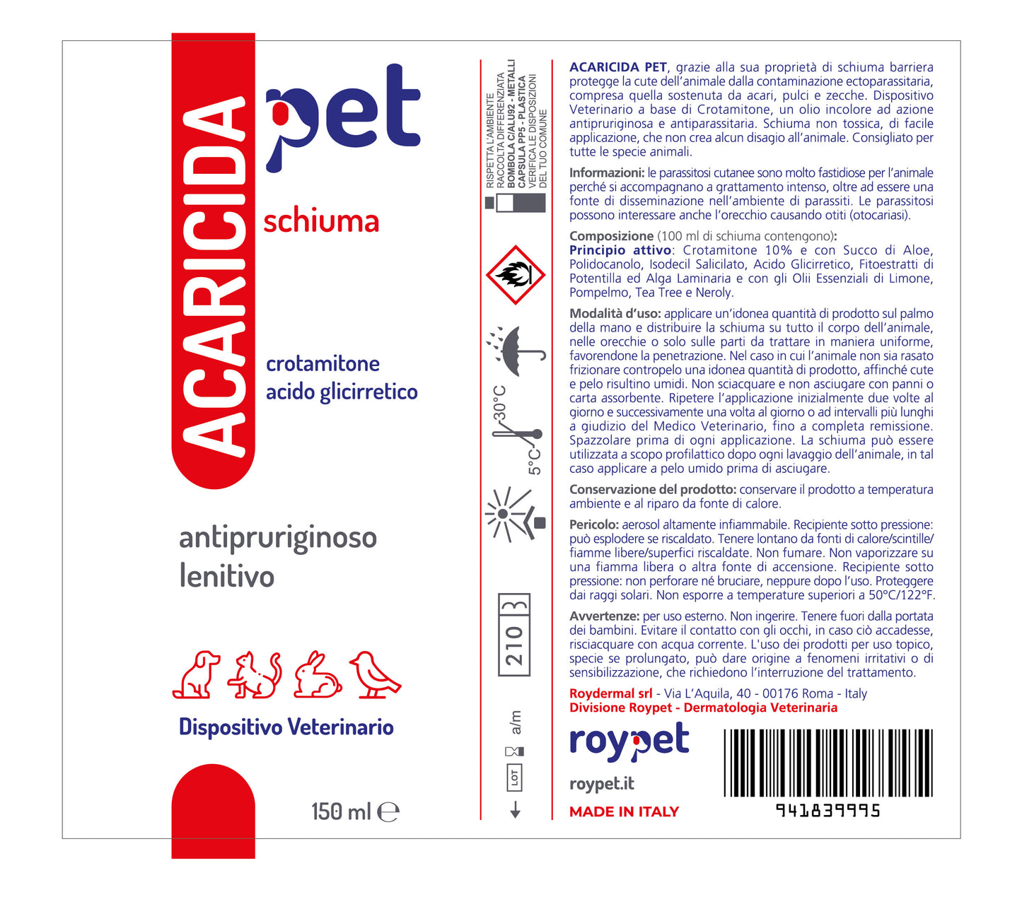 ACARICIDA ROYPET SCHIUMA 150 ML