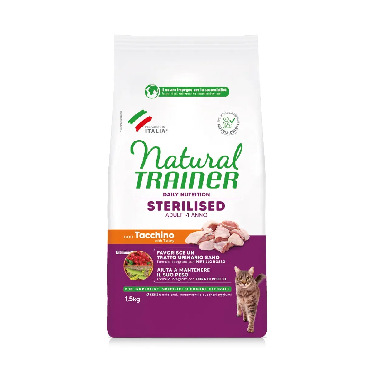 NATURAL TRAINER GATTO STERILISED 1,5 KG PROSCIUTTO CRUDO